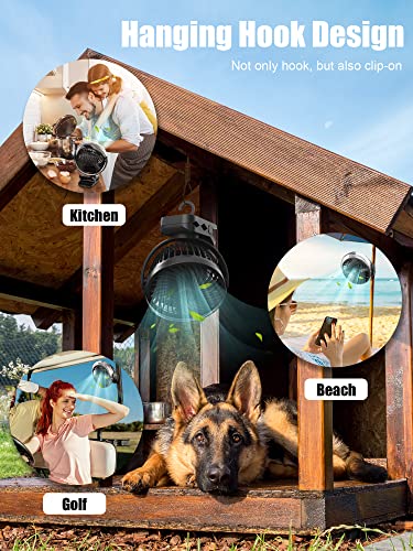 Frizcol Clip On Fan With Misting - 6000Mah Portable Fan With Light & Hook - Rechargeable Fan Battery Powered Up To 40 Hours Cooling & 2H Misting For Travel, Office, Desk #TOP6