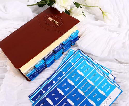 Blue Bible Tabs for Men's Bible Studies & Small Groups, Large Print Tabs Fits NIV/KJV/ESV, Bible Journaling Supplies (66 Bible Tabs Old and New Testament and 24 Blank Custom Tabs) — view 6