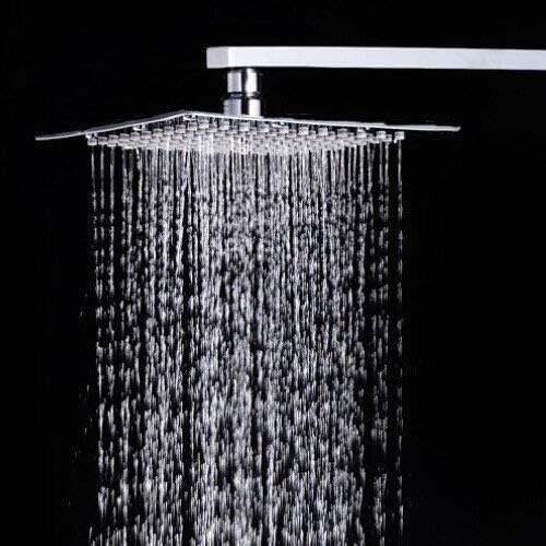 Image of ZAP Ultra Slim Square 307 Grade Stainless Steel 8 Inch Shower over Head Shower Rust Free and Long Lasting Self Clean Nozzle with Arm Combo (15 Inch Arm)