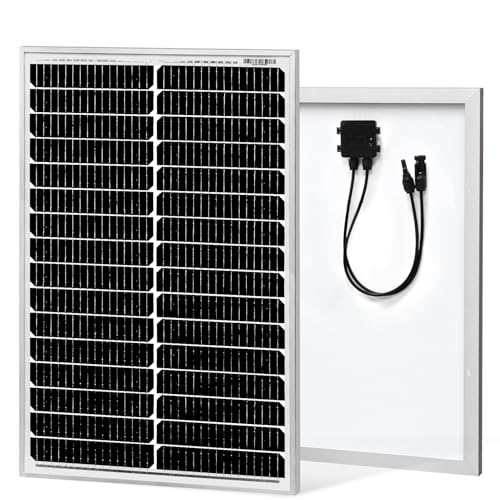 50W 12V Solar Panel, High Efficiency Monocrystalline Solar Maintainer, Waterproof Portable Solar Panel for Charging 12V Battery of RV Boat Trailer ATV Car or Powering Light