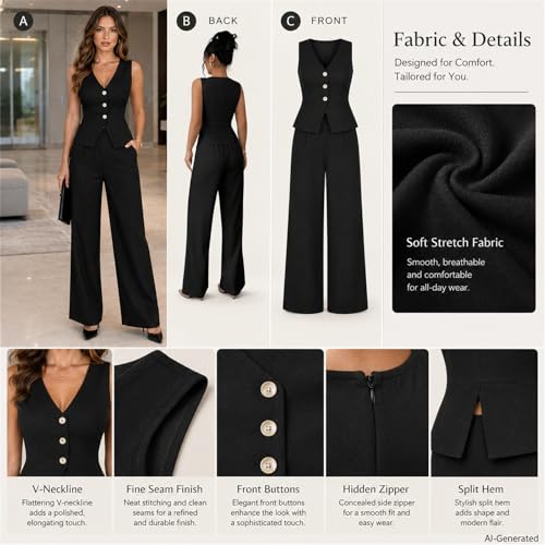 Ensemble sans manches taille haute avec pantalon large