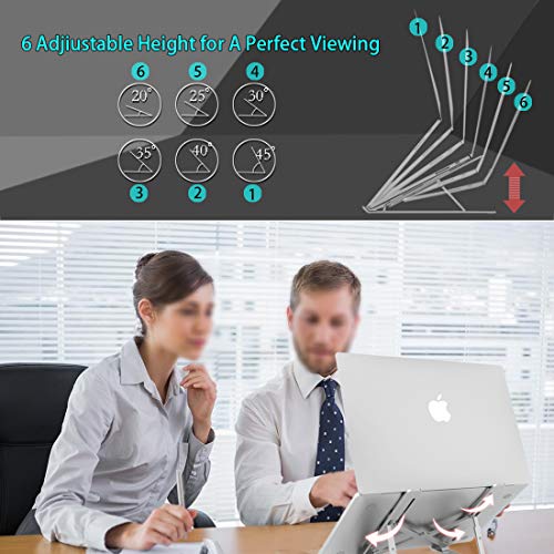 Adjustable Laptop Stand Aluminum Laptop Computer Tablet Portable Ergonomic Stand Mount Foldable Portable Desktop Holder Fully Collapsible Compatible 10-15.6\" Laptops or Tablet - Thumbnail 4
