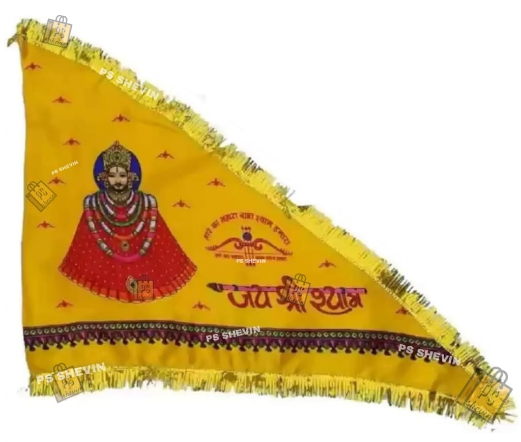 Jai Shree Shyam Nisan_Khatu Shyam Ji Flag Dhwaj Jhanda| Khatoo Shyam ji Nisan Triangle Hand Baba/Khatu Shyam Jhanda Quality For Temple/Home | khatushyam.12.103-image-17