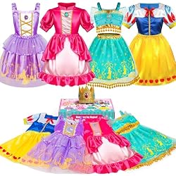 Princess Dress Up Clothes, Princess Dress Up Costume for Toddler Girls, Little Girls Princess Toys, Kids Dress Up & Pretend Play Sets Christmas Birthday Gifts for Kids Grandkids 3 4 5 6 Years