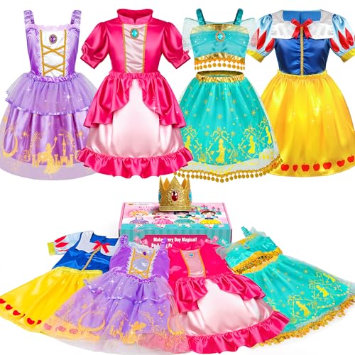 Princess Dress Up Clothes, Princess Dress Up Costume Set for Kids Girls 3-6