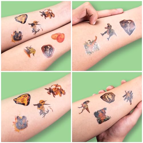 Image of 120 PCS Funny Dinosaur 3D Pre-Cut Temporary Tattoos for Kids | | Super Cute Themed Birthday Party Favors, Supplies, Decorations, Funny Jungle Fake Tattoo Stickers, Gifts for Boys Girls