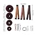11 Pack Donut Hair Bun Maker Set, 4 Donut Bun Makers + 3 Magic Twist Hairstyle Clips +1 Bag Hair Pin + 6 Grip Hair Pins and 6 Hair Elastic Bands for Women Girls (Brown)