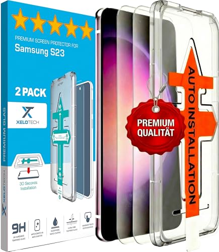 XeloTech Schutzglas für Samsung Galaxy S23 - Echtes hartes 9H Premium Glas - Keine weiche Plastik-Folie (PremiumGlas)