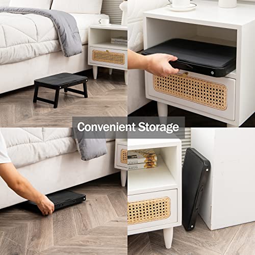 Folding Step Stool, Folding Metal 1- Step Stool 330 Lbs, Sturdy Portable Lightweight Step Ladder With No-Slip Feets & Handle By Cheago, Black #TOP6