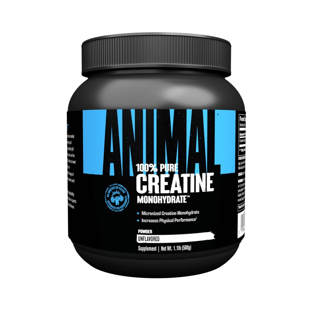 ANIMAL Pure Creatine Monohydrate – creatina monoidrato pura e micronizzata in polvere – 5 g di creatina per porzione – facilmente assorbibile e insapore – 500 g
