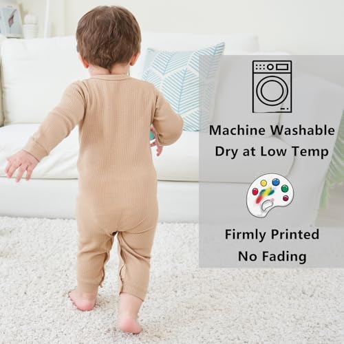 BeiVSlley Newborn Baby Boy Girl 2 Pack Button Solid Romper Infant Long sleeve Knit Cotton Footless Outfits Clothes4