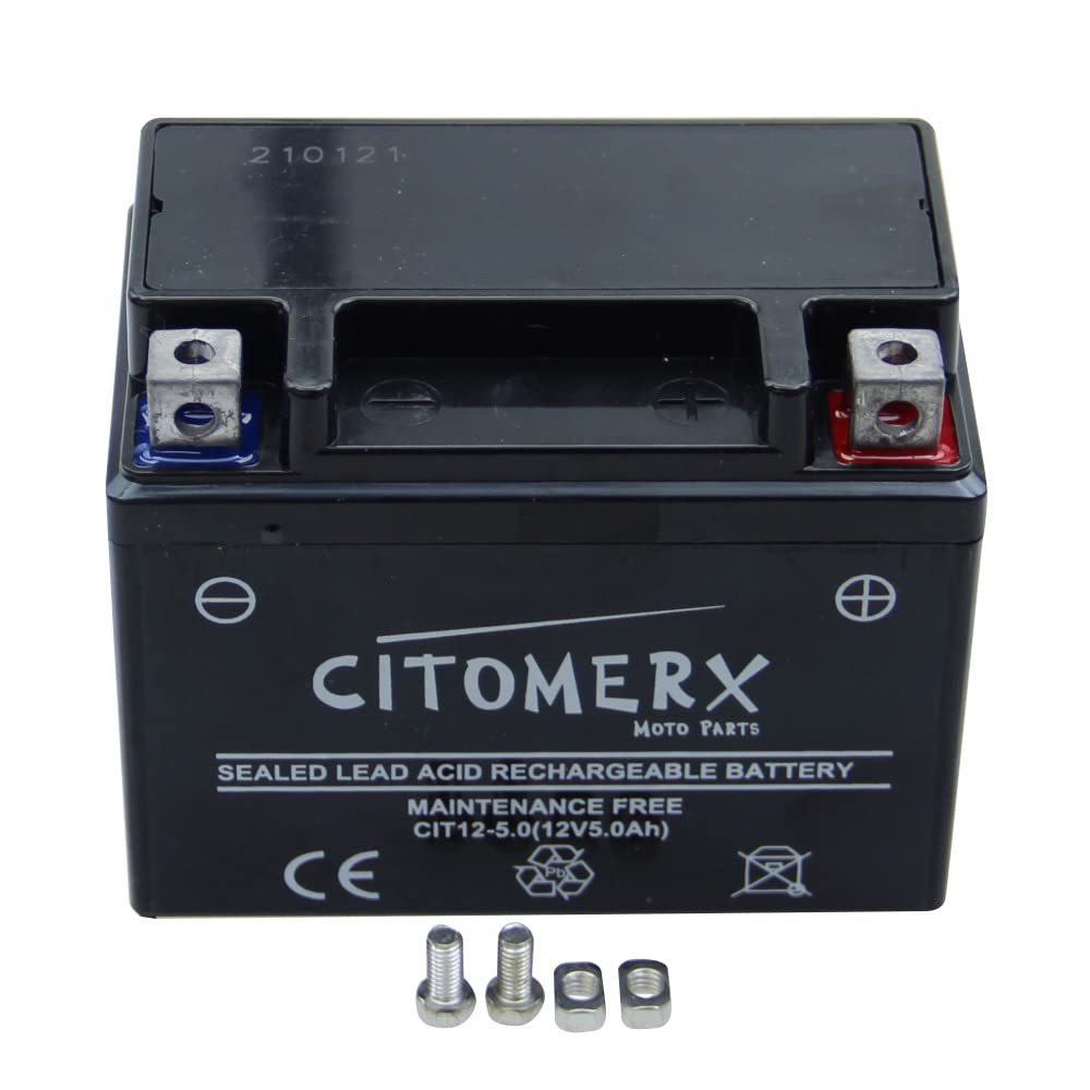 Batterie wartungsfrei 12V 5AH YB4L-B, YTX4L-BS, YT4L-B kompatibel mit Peugeot Speedfight 2 50 LC DD WRC 307 2005