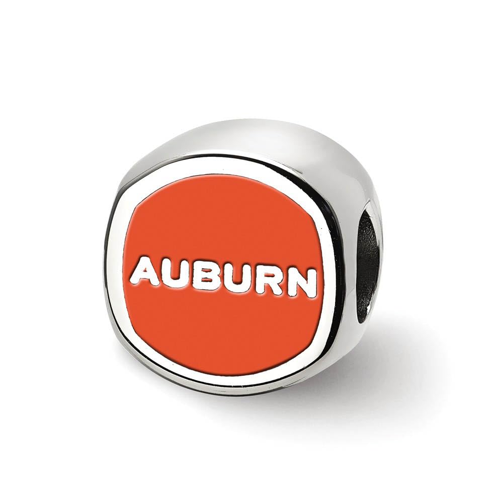 Sterling Silver Auburn University Cushion Shaped Logo Bead Charm