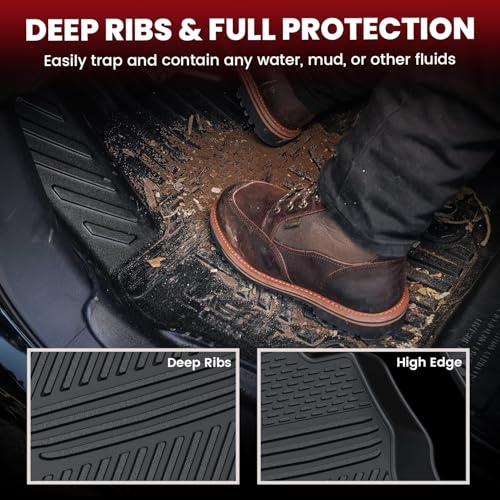 Image of LASFIT Floor Mats & Cargo Mat with Seatback for Mercedes Benz GLS 2020-2026 | Fit for 450 /580 /63 AMG (Only Fit 6 Seats with Center Console), All Weather TPE, 3 Rows Mats & Trunk Mat with Backrest
