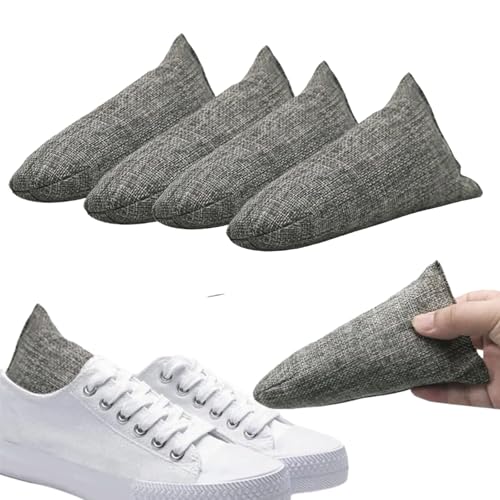 GGesii 4 Piezas Eliminador de Olores Absorbe Olores Natural Carbon Activado para Desodorizar, Carbón Activo olores, para Calzado Deportivo, de Trabajo y de Piel (Gris)