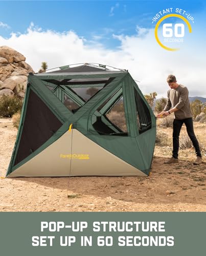 Image of FanttikOutdoor Alpha C4 Ultra Camping Tent 4 Person Pop Up Instant Cabin Setup in 60 Seconds Portable Hub Tent with Rainfly & Windproof for Outdoor Camping & Overlanding