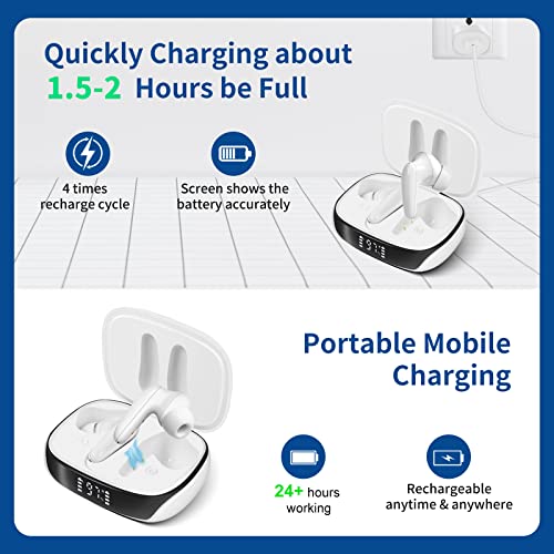 Maihear 2 In 1 Bluetooth And Rechargeable Hearing Aids With App Control For Seniors Adults, Personal Digital Hearing Amplifiers Sound Device With Earbuds Voice Enhancer Noise Cancelling 1 Pair (White), Gifts For Father And Mother #TOP2