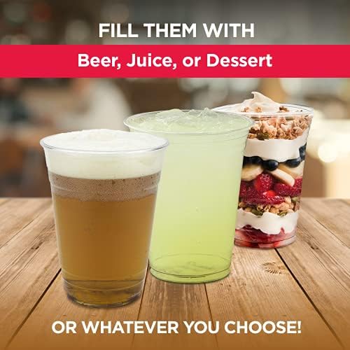 Signature Packaging Heavy Duty Clear Plastic Cups - 660 ml (Full Pint) - 50 Pack of Disposable Cups - Strong PET Plastic Pint Glasses - The Ideal Beer Cup for Festivals, BBQs, and Football Games