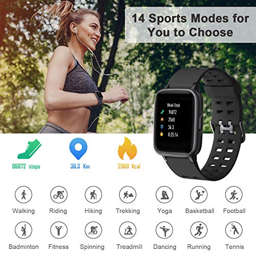LETSCOM Smart Watch with Heart Rate Monitor, Compatible with iPhone Samsung Android Phones, IP68 Waterproof Activity Tracker Smartwatch with Calorie Counter Sleep Monitor for Women Men