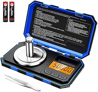 ORIA 50g/0.001g Digital Pocket Scale with 50g Calibration Weight and Tweezer, Mini Scale Multifunctional Kitchen Scale with Tare & Backlit Display, Gift for Mom, Christmas (Batteries Included) -Blue