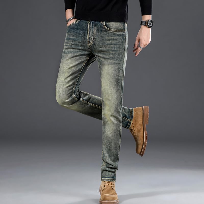Men's Autumn and Winter Retro Straight-Leg Casual Jeans4