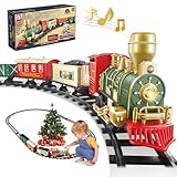 XINGYING Christmas Train Set for Tree - Electric Toy Train w/Light & Sounds, Kids Train with 10 Tracks for Boys Age 3-8, Toddler Train Set Around Christmas Tree Gifts