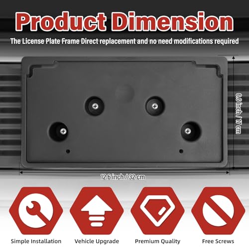 Image of License Plate Bracket Accessories for Chevrolet Chevy Suburban 2015-2020, Suburban 3500 HD 2016-2019, Tahoe 2015-2020, Front Bumper License Plate Holder Replacement Frame Black Mount