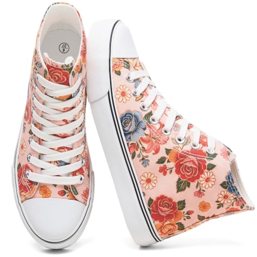 Image of yageyan Womens High Top Canvas Sneakers Fashion White Shoes for Women