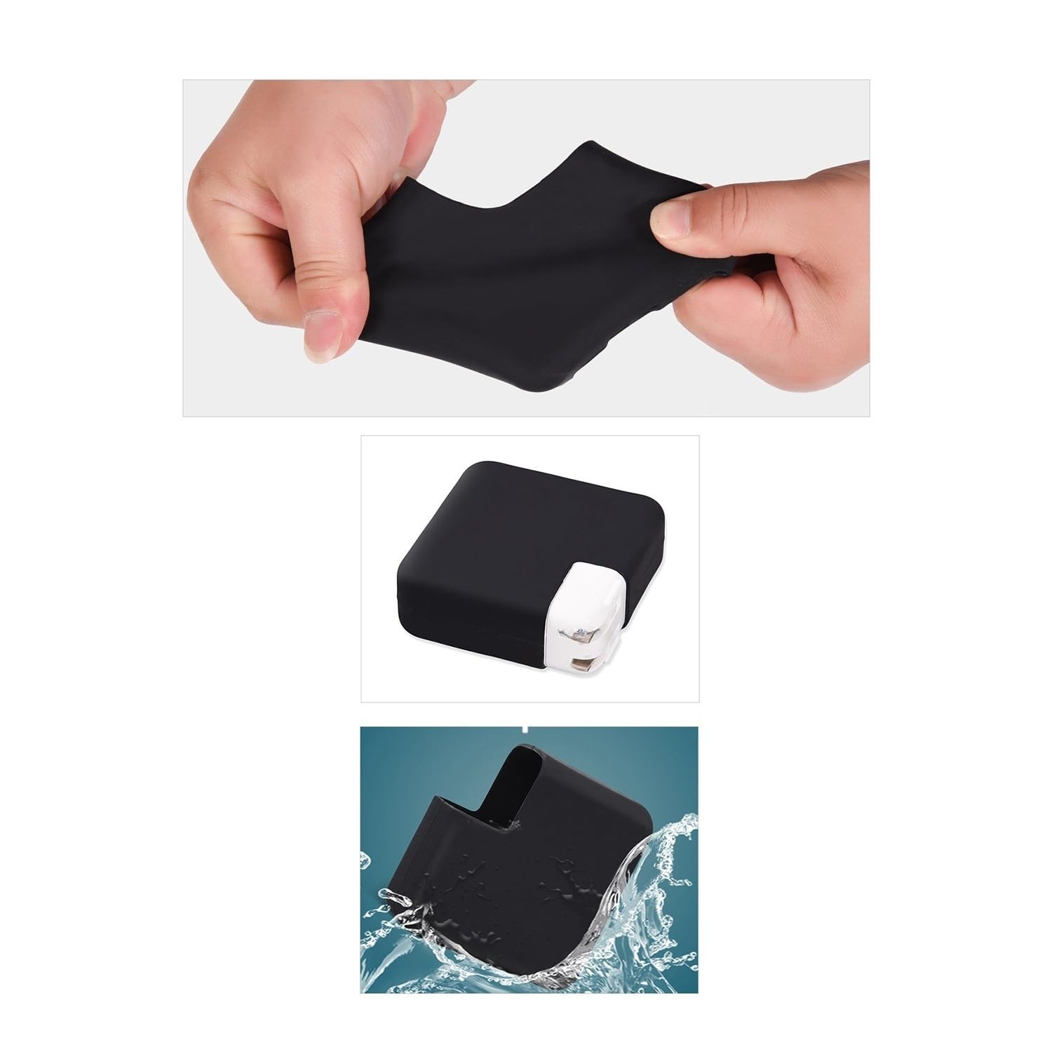McStorey MacBook Şarj Aleti Kılıfı Silikon | 85W A1343/A1424 MagSafe 1-2, 87W A1719, 96W A2166 USB-C Uyumlu | MacBook Pro Adaptör Koruyucu Siyah