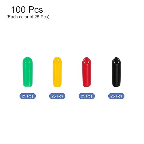 Miniatura 3 de MECCANIXITY 100 tapas de goma de 316 pulgadas (0.197 in), surtido, protector de rosca de vinilo de PVC, tapas redondas de alambre para perno de