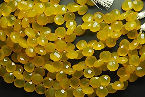 Chalcédoine jaune cœur 11mm sur fil pour fabriquer vos bijoux d'été bohèmes