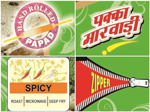 Image of Marwar Khatta Meetha Lilka Jain Papad (Rajasthani Flavor, Jain, Handmade), 400G Zipper Pack, Size: 7 Inches, Contains 28-30 Papads (Pack of 4)