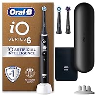 Oral-B iO6 Electric Toothbrush, Gifts For Women / Men, 3 Toothbrush Heads, Travel Case & Toothbrush Head Holder, 5 Modes With Teeth Whitening, 2 Pin UK Plug, Black