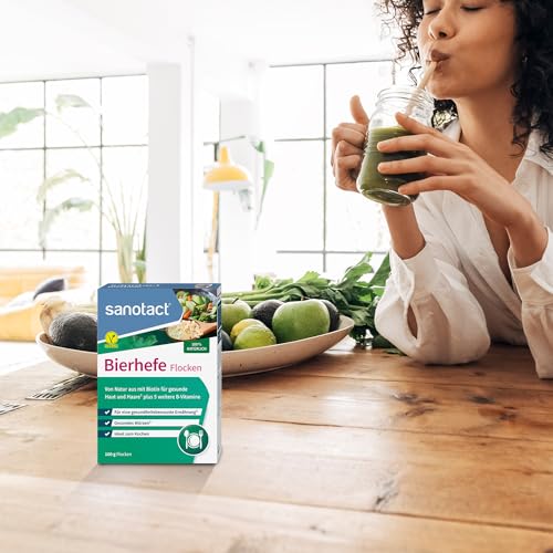sanotact Bierhefe Flocken (1kg) • 100% natürliche Bierhefeflocken • Hefeflocken mit Biotin & 5 B-Vitaminen für Haut, Haare, Nägel • Ideal zum Kochen als veganer Parmesan & zum Würzen