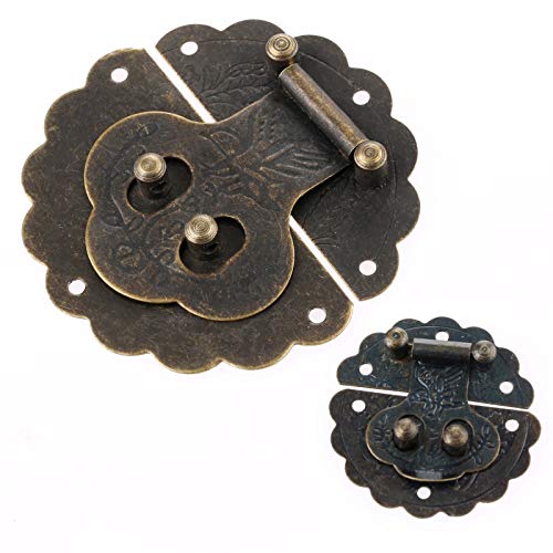 Image of Door Hasp Latch 1Pc 40 /80mm Antique Vintage Decorative Jewelry Wooden Box Hasp Latch Hook Lock with Screws 40 /80mm Furniture Hardware (Color : 80mm)