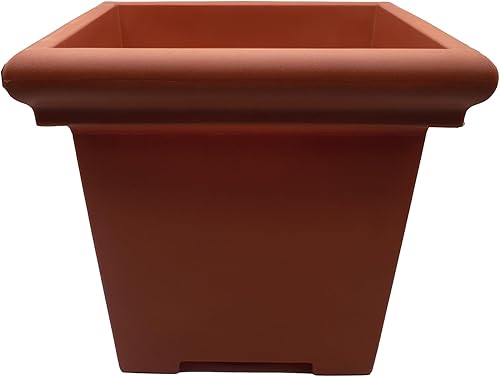 Miniatura 11 de The HC Companies Maceta cuadrada de terrazo con drenaje, macetas clásicas para plantas de exterior y plantas de interior, macetas grandes