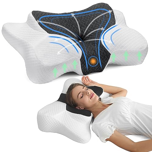 Huntermax Almohada de Espuma con Memoria de Contorno Cervical para el Dolor de Cuello, Almohada...