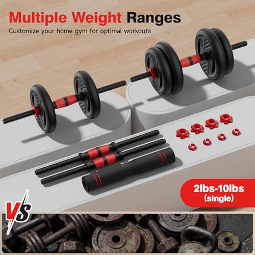 Image of Adjustable Dumbbell Set, 20 /30 /45 /70 /90lbs Free Weight Set With Double Locknut, 5-in-1 Dumbbells Set Includes Barbell, Kettlebells, Push up Stand, Weight Plate, Fitness Exercise for Home Gym Suitable Men /Women