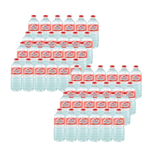 Agua Mineral Natural Solares 500 ml – Pack 48 Botellas (24 Litros) – Bajo Sodio, pH 7,7, Sin Gas, Manantial de Fuencaliente, Ideal para Oficina y Eventos