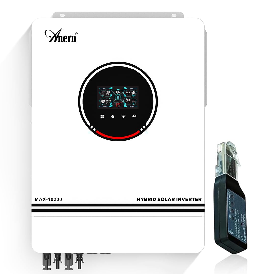 Anern 10200W Onduleur Hybride 48V DC à 220V-240V AC,Hors Réseau Onduleur Solaire Hybride Entrée 2PV/Sortie 2AC,Onde Sinusoïdale Pure avec 160A MPPT Régulateur de Charge PV Max.500V
