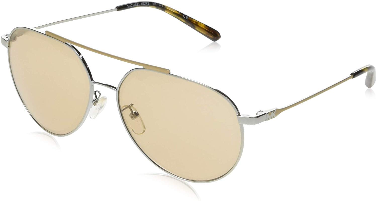 Michael Kors 0MK1041 Gafas de Sol, Shiny Silver, 60 para Mujer