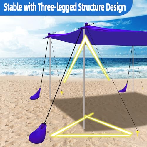 Image of UMARDOO Family Beach Tent Canopy Sun Shade Portable 10x10FT, Large Wind Resistance Beach Sun Shelter Easy Setup with Packable Carry Bag for Outdoor Travel UPF 50+(Purple)