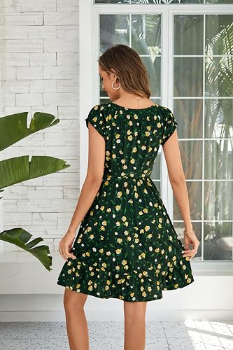Image of HUHOT Teen Petite Women Floral Short Summer Mini Dresses with Pockets Cute Milkmaid Sundress 2026
