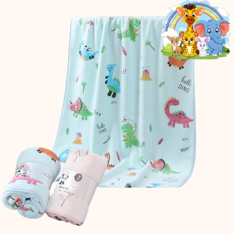 Image of Baby Luxury Coral Fleece Bath Towel for Kids, Ultra Soft, Warm, and Absorbent. Baby Essentials Bath Towels, Cute Unisex Cover for Girls and Boys (3 Count | 1-3 Years)
