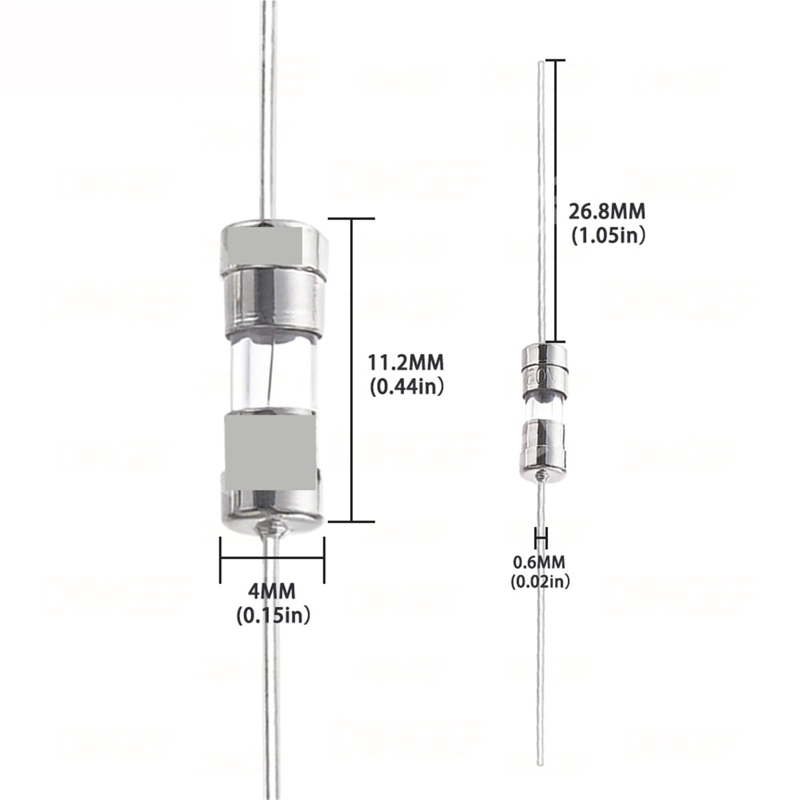 100 PZ 3.6x10mm Fusibile In Vetro Con Conduttori Tubo Piombo Assiale for Protezione Elettronica Del Circuito .15A 6.3A 10A AMP(Slow-T,10A)
