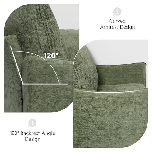 Sillón Moderno Chenille Plegable Verde miniatura 7