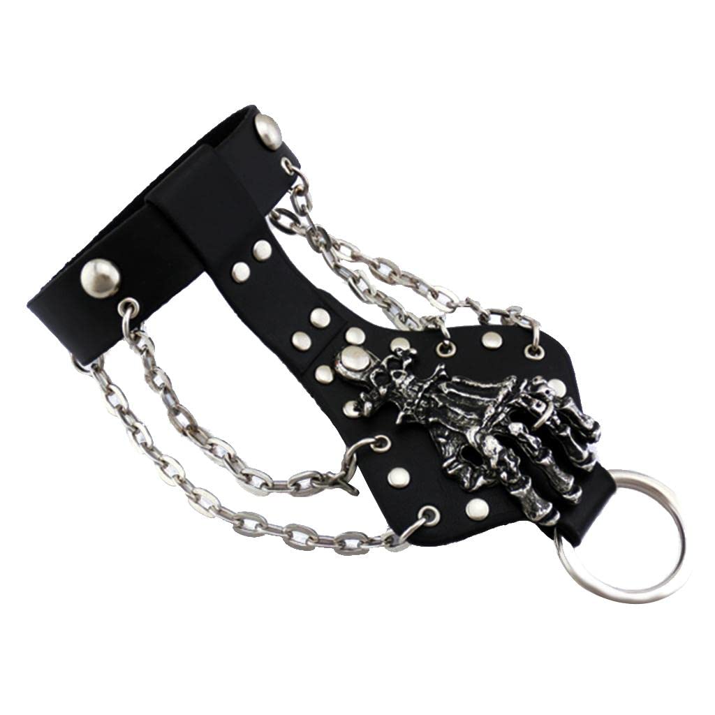 MYADDICTION Mens Gothic Alloy Spike Skeleton Hand Wrap Leather Cuff Finger Ring Bracelet Jewelry & Watches | Fashion Jewelry | Bracelets (B0BGSNKFSZ) Amazon Price History, Amazon Price Tracker