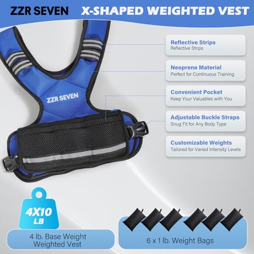 Image of Weighted Vest, Running Vest for Women and Men | 4-10lb Adjustable Weighted Vest with 6 Iron Sand Weights, for Strength Training, Runninng Fitness(Blue)