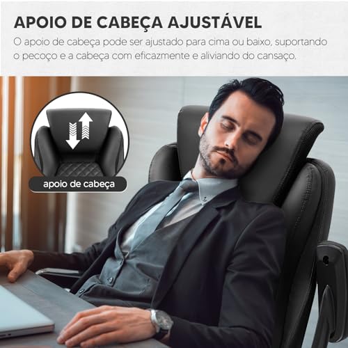 YAMASORO Cadeira de Escritorio Presidente Premium Cadeira de Escritório de Cabeça Ajustável e Ângulo