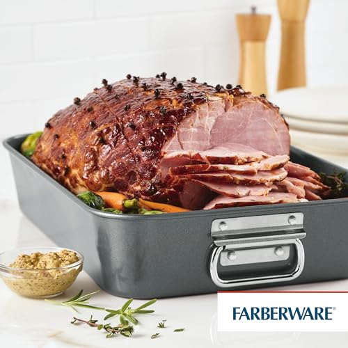 Farberware Bakeware Nonstick Roaster, Roasting Pan with Rack, Gray - image 7